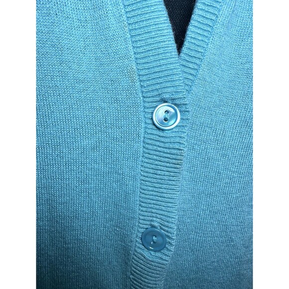 Nordstrom Collection Cashmere Silk Blend Button Aqua Blue Cardigan Women's MED - Picture 7 of 14
